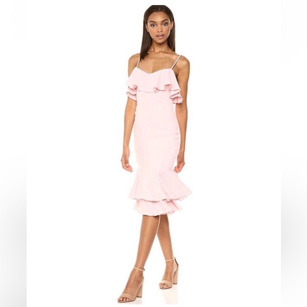 REVOLVE Light Pink Ruffle Midi Dress